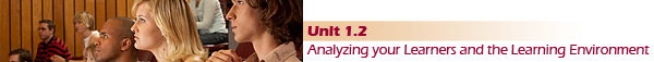 Unit 1.2 Analyzing your Learners and the Learning Environment 